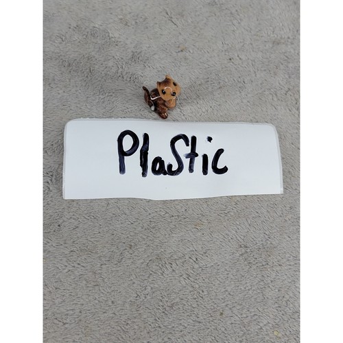 Vintage Miniature Plastic Chipmunk Figurine Brown Glossy Tiny Woodland Animal