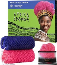 2Pc African Net Sponge Authentic,Shower Loofah Exfoliating Bath Sponge,Body Scru