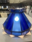 Vintage Tiffany Style Blue Slag Stained Glass Hanging Light Lamp Working