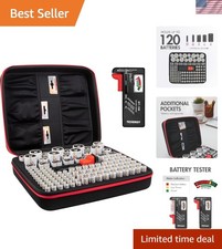 Large Battery Organizer Storage Case with Battery Tester, Holds 120 Batteries...