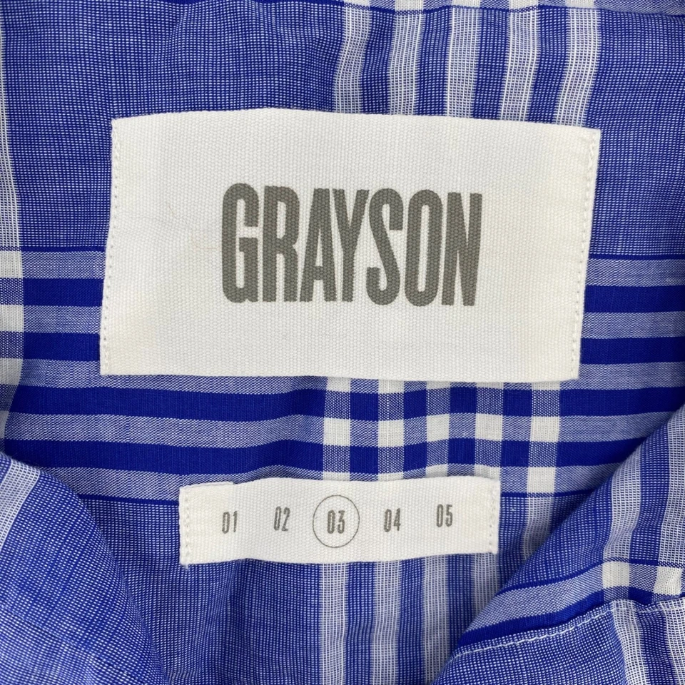 Grayson The Hero Womens Medium Plaid Button Down Shirt Blue White Long Sleeve - Image 4 of 4