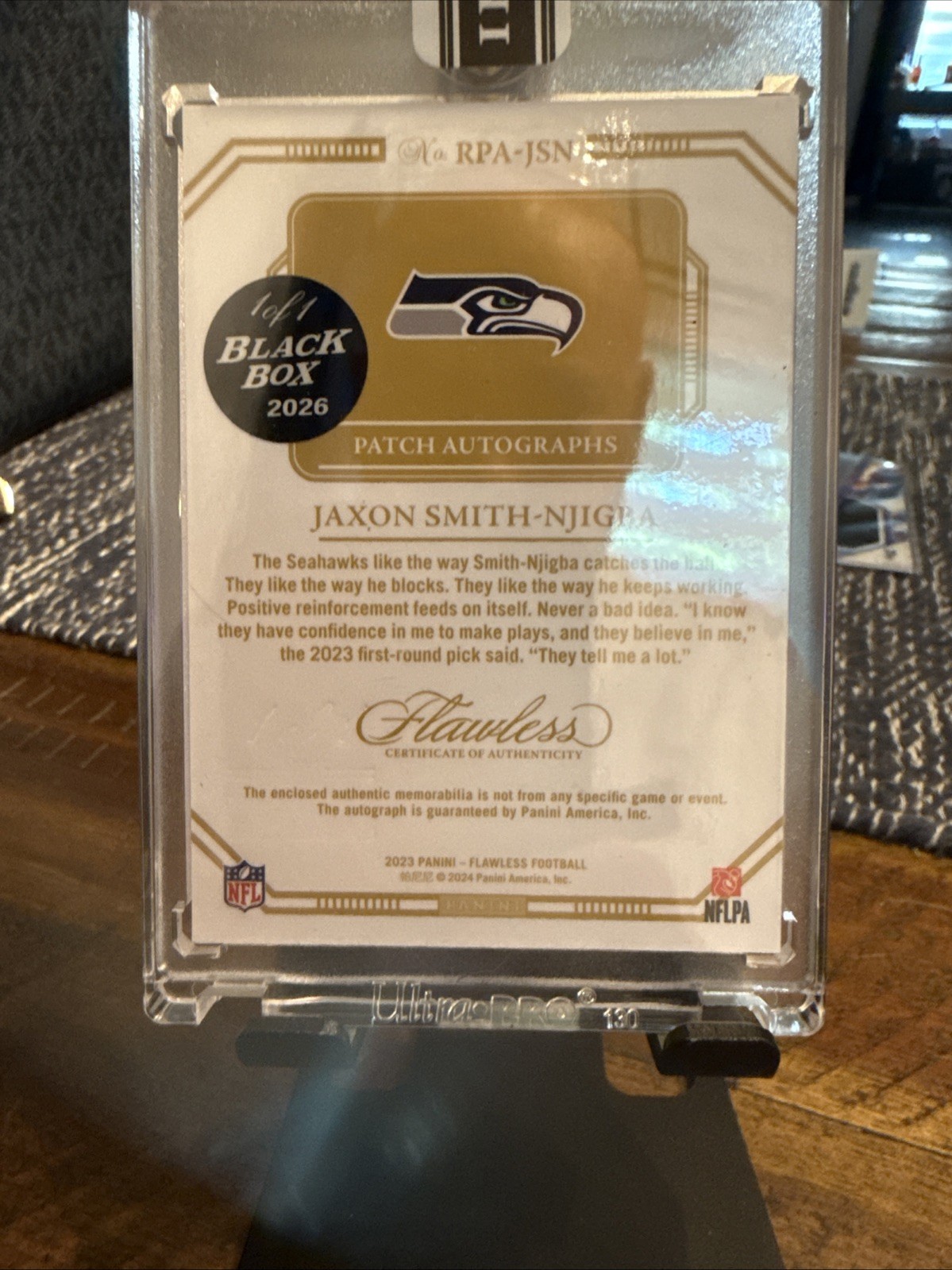 Panini National Black Box Containing 2023 Flawless Jaxon Smith-Njigba RPA 1/1 view 4