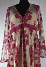 NWT Altar'd State Norrie Sz Long V Neck Embroidered Mesh Floral Dress See Throug