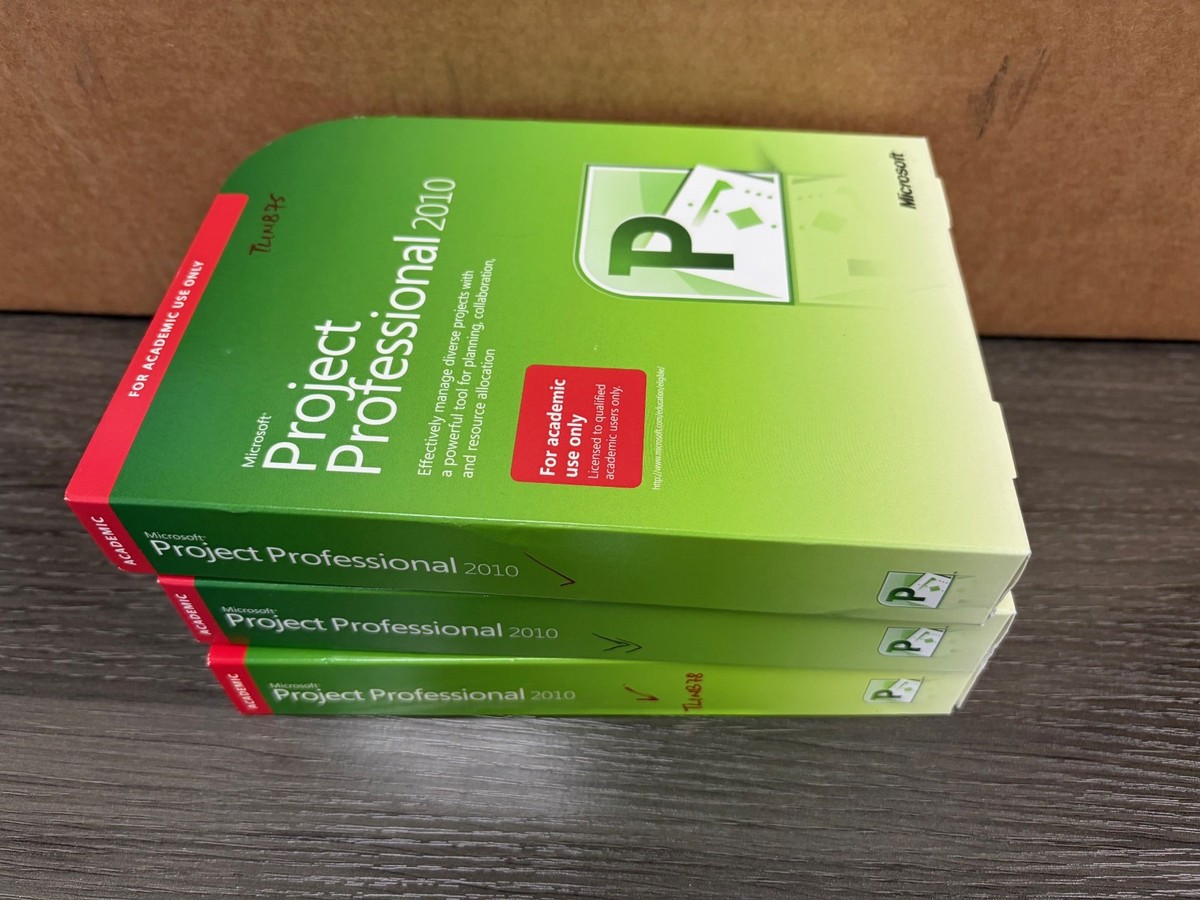 Lot of 3 - Microsoft Project Professional Academic 2010 w/ Product