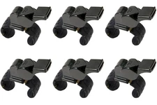 Fox 40 Pearl Official 2-Chamber Pealess Whistle w/ Fingergrip, Black (6-Pack)