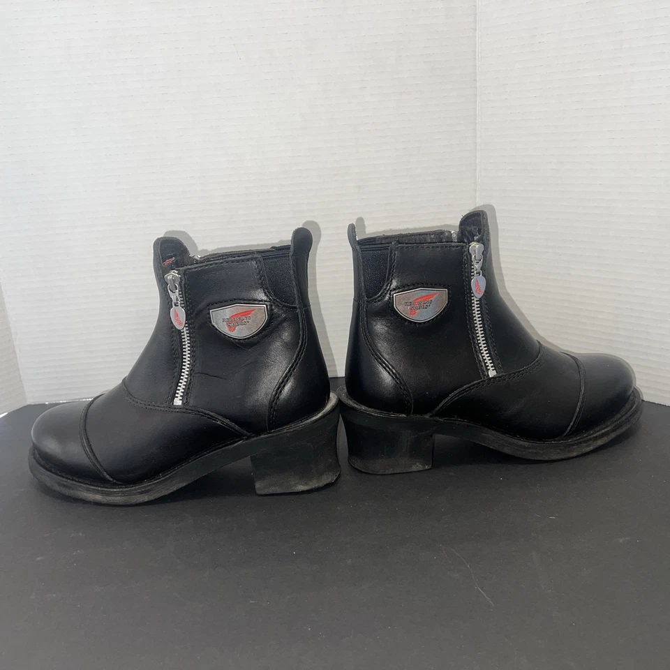 Botas de couro preto sapatos asa vermelha zíper duplo feminino 6 - Imagem 4 de 4