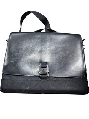 SF San Francisco Waterfield Designs Padded Laptop Messenger Bag Black  Leather