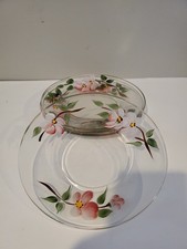 Juego de 4 platos de almuerzo transparentes pintados de rosa del desierto franciscano de 8" de diámetro