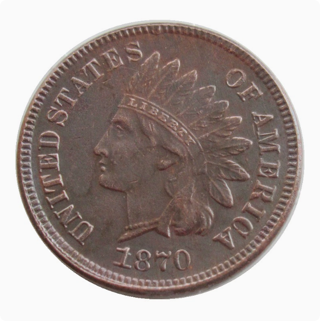 1870 Indian Head Cent Penny, Gorgeous RED, Superb