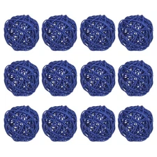12 Pcs Wicker Rattan Balls 2.8In for Vase Fillers Party Decorative Dark Blue