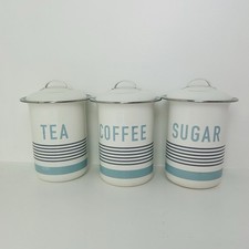 Jamie Oliver Enamel Tin Storage Jars Tins Tea Coffee Sugar Vintage Retro Kitchen