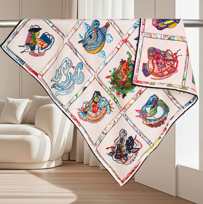75% Cashmere 25% Silk Bandana saddle Print Scarf Neckerchief 26'' Shawl Wrap new
