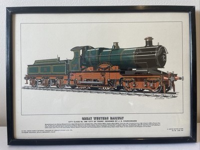 City of Truro Train Print   GWR 3440 Ltd Edition 1989, J.S. Dews Framed Art