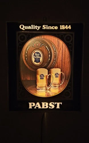 Vintage 1990s Pabst Blue Ribbon Beers "Barrel" Plastic Lighted Sign