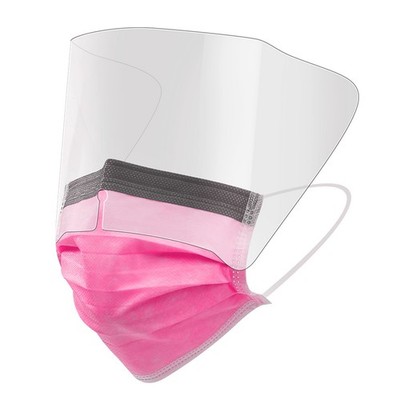 Anti-Fog Level 3 Earloop Mask with Shield Clear Shield Mask Individual Wrap