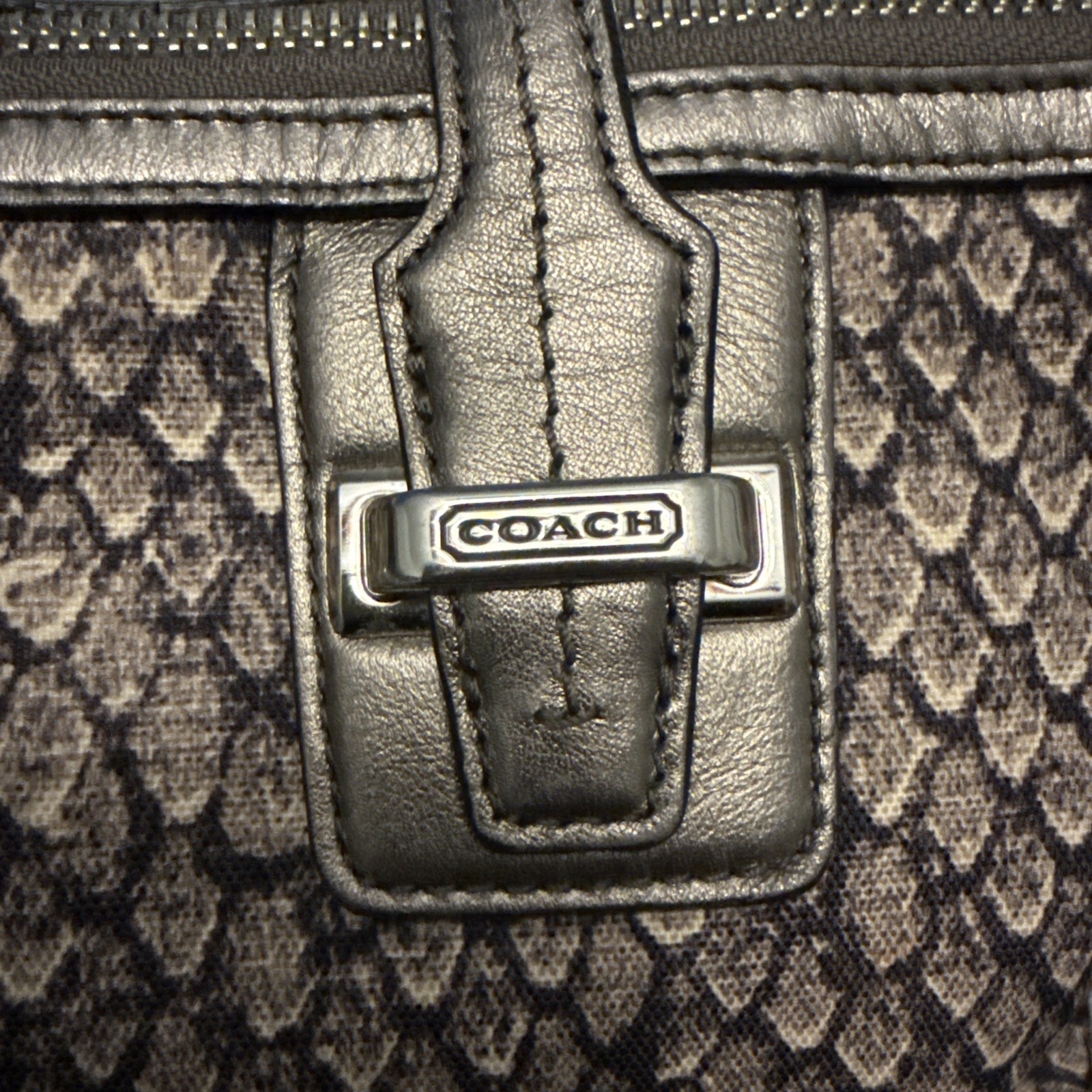 COACH Taylor PYTHON Satchel Shoulder Handbag Gunm… - image 4