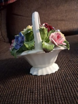Aynsley Fine Bone China Floral Basket - Hand-Modeled and Hand-Painted