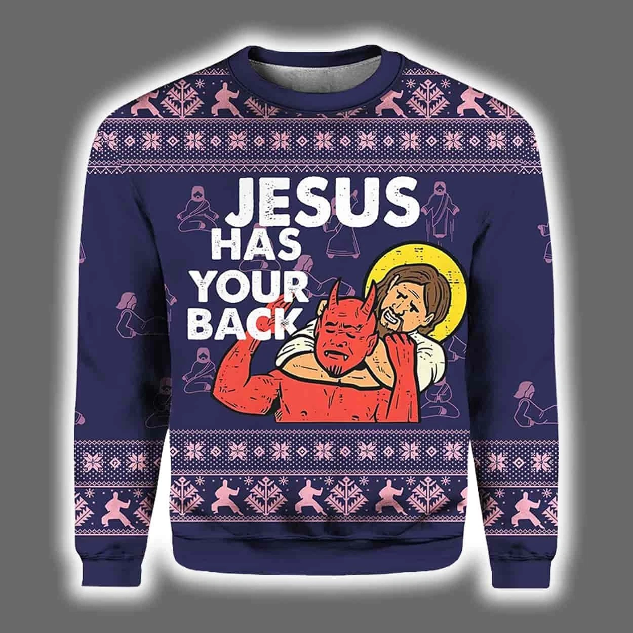 2025 Jesus Has Your Back Ugly Christmas Sweater