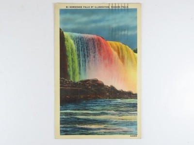 Vintage Postcard Horseshoes Falls Exceeds Sun's Brilliance 1941 Hand Tinted D444