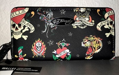 Ed Hardy Tattoo Icons Skull Tiger Wristlet Wallet Credit Card ID