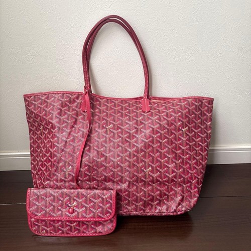GOYARD Saint Louis PM Bordeaux Red Coated Canvas Leather  Tote Bag Authentic
