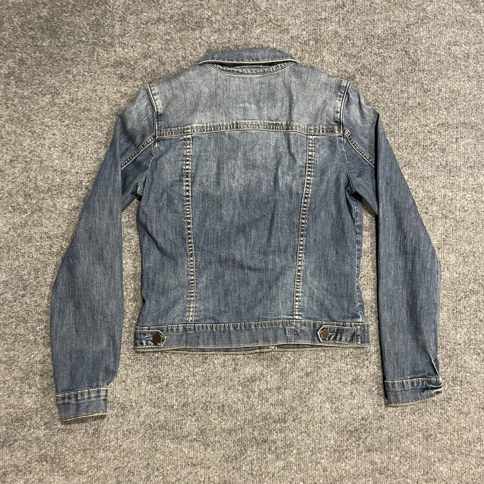 Kut From The Kloth Amalia Denim Jacket Womens Medium Blue Button Up Distressed - Image 2 of 4