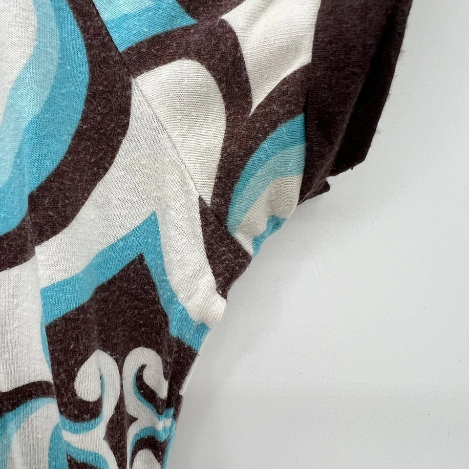 Blusa Babydoll Vintage Y2K Tejedores Talla M Estampado Psicodélico Años 70 Azul Marrón Foto 4 de 4