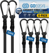 Heavy Duty Bungee Cords with Carabiner Hooks 12 18 24 Inches 200 lbs Strength