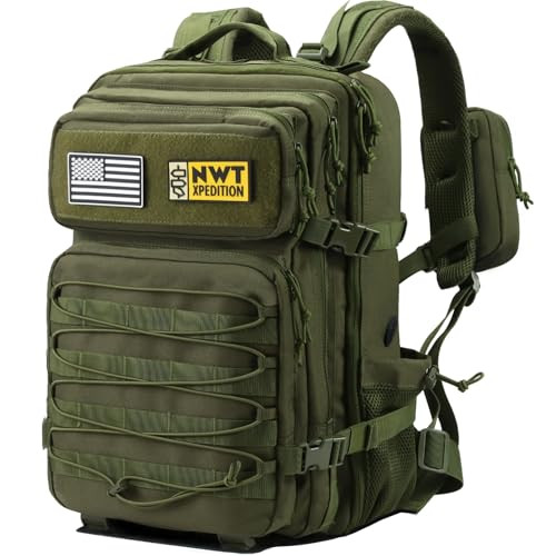 Military Tactical Backpack,Sturdy Work & Molle Laptops Rucksack,Army Pack Green
