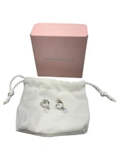 QVC Diamonique Heart Knot Stud Earrings Sterling Silver With Simulated Diamonds