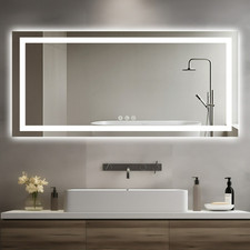 60x28'' Oversized LED Bathroom Mirror Wall Mount Vanity Mirror Dimmable Anti-Fog