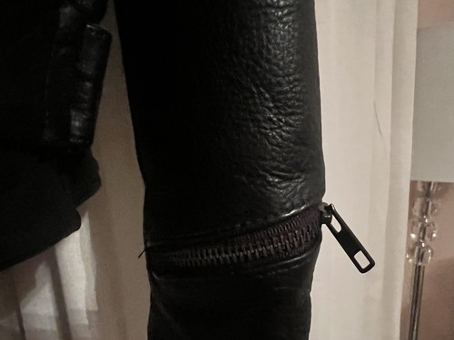 Chaqueta de Cuero Unik Para Hombre Ultra Genuina Motocicleta Forro con Cremallera, Grande - Imagen 10 de 13