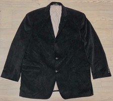 Ralph Lauren Mens 50L Black Sport Coat Blazer Jacket Solid 2-Button Corduroy