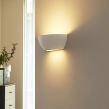 Lindby Gips Wandlampe weiß bemalbar, Uplight und Downlight, Gipsleuchte Wand 1x