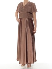 ADRIANNA PAPELL Womens Brown Embellished Maxi Evening Empire Waist Dress 4