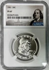 1961 Proof Silver Franklin Half Dollar, NGC PF-67