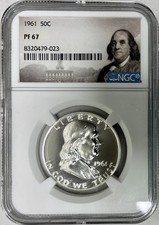 1961 Proof Silver Franklin Half Dollar, NGC PF-67