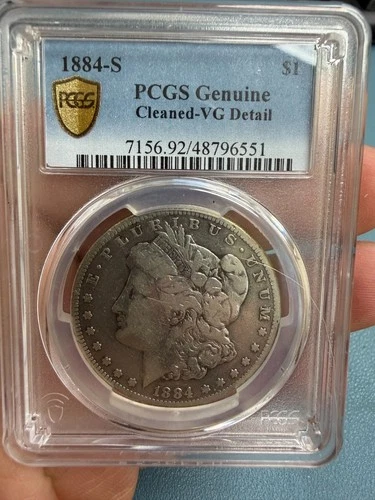 PCGS 1884-S $1 CLEANED VG DETAIL