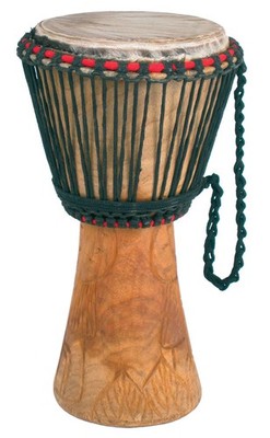 Atlas SMALL DJEMBE. 7 Zoll afrikanischer Ziegenlederkopf, ca. 15 Zoll hoch. Made in Ghana