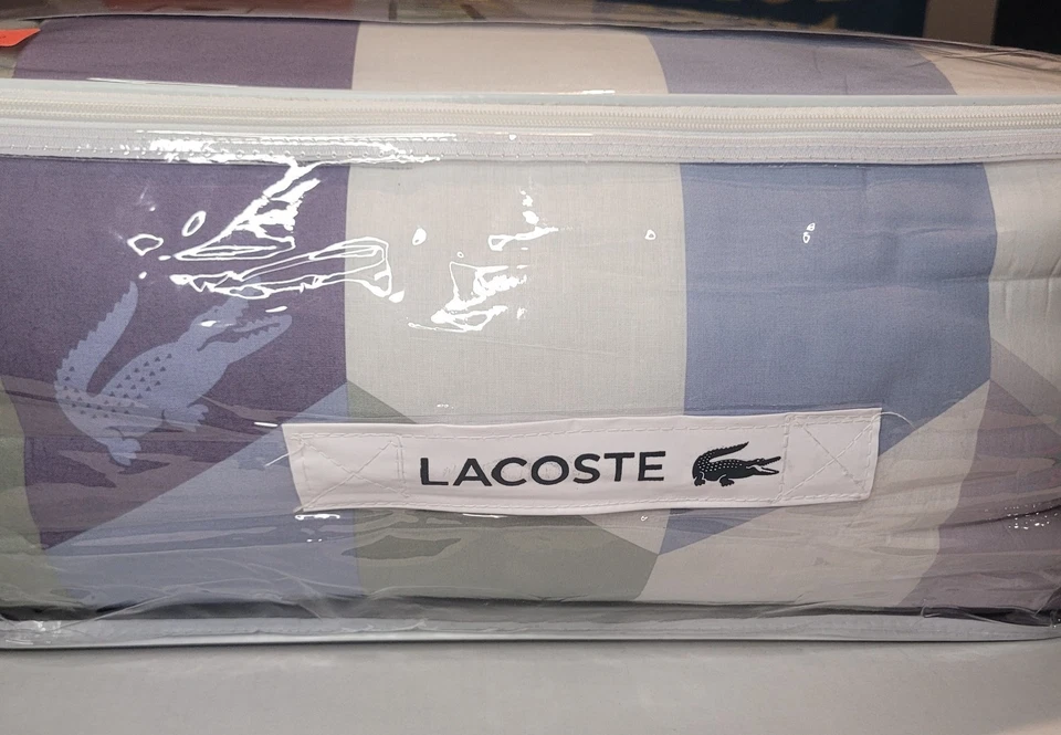 Juego de edredón y almohada decorativa Lacoste Beaumont rosa múltiple de 4 piezas completo/queen nuevo en paquete Foto 3 de 4