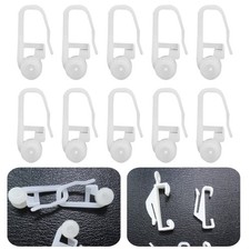 100 Pcs Bed Curtain Hook Accessories Curtain Roller Sliding Hooks Plastic White