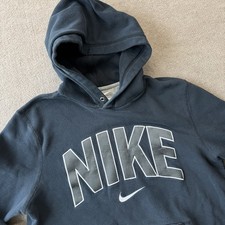 Vintage Y2K Nike Men s Black Middle Swoosh Spell Out Hoodie Sweatshirt Size M