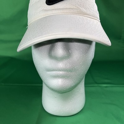 Nike Visor Dri-Fit Unisex White Centered Swoosh Adjustable Strapback