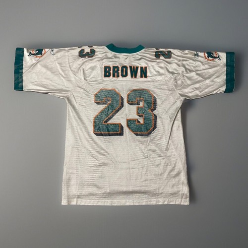 NFL Miami Dolphins Reebok Football White Jersey Ronnie Brown 23 Size L On Field - Picture 6 of 8
