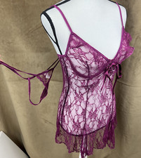 NEW Escante XL Lace Lingerie SET -Thong Panties Nightie Teddy Womens