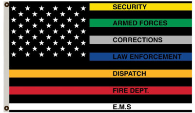 3x5 Foot EMS Thin White Line USA Flag Police Fire Support Brothers Sisters 100D