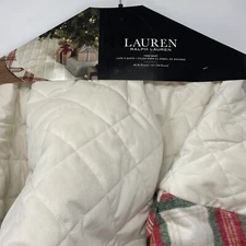 Lauren Ralph Lauren Beige Plaid Christmas Tree Skirt 48" Round Jupe A Sapin