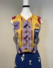 Vintage Gianni Versace Couture Corduroy Horse Equestrian Theme Vest Size Small