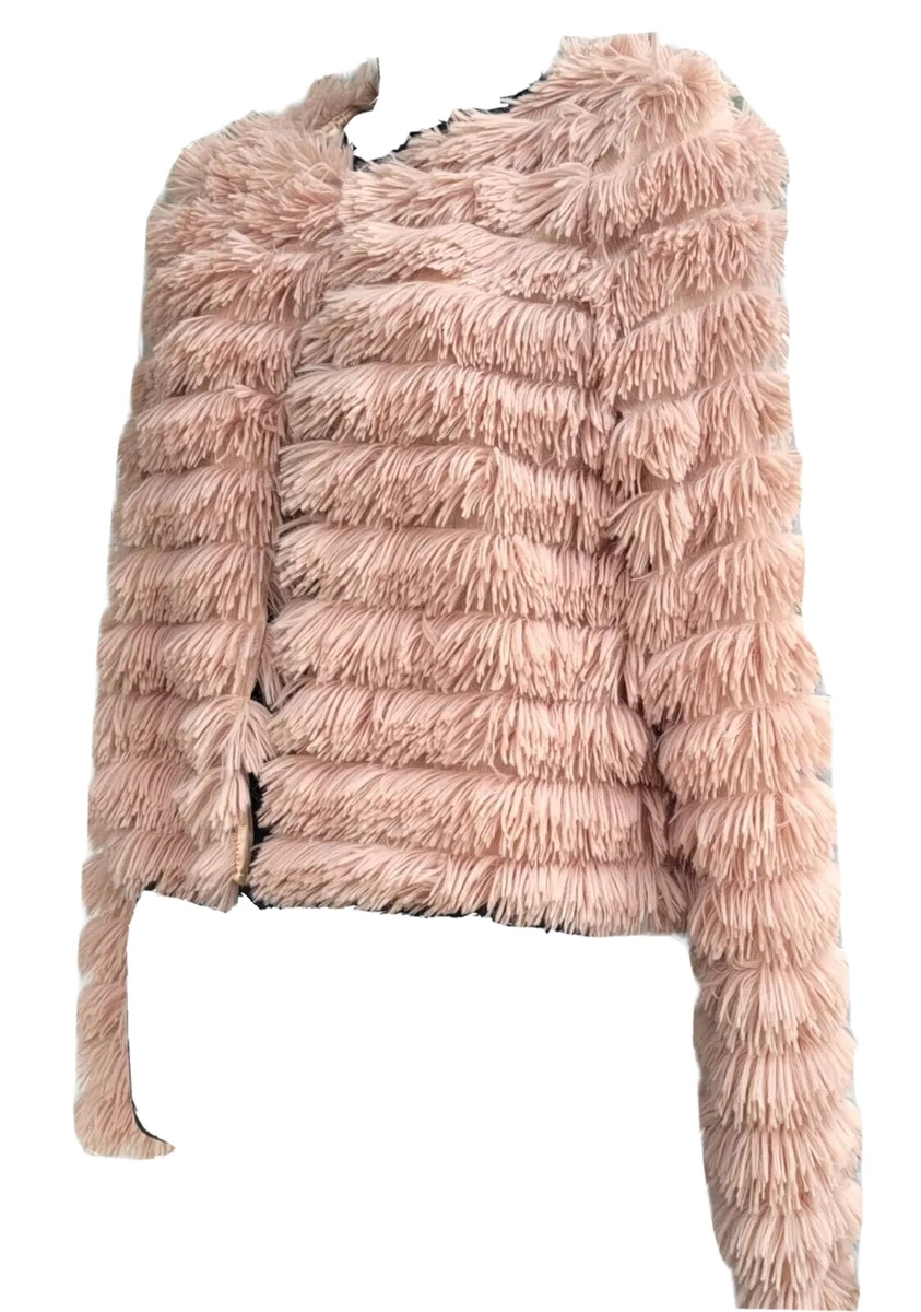 Shaggy faux hotsell fur coat pink