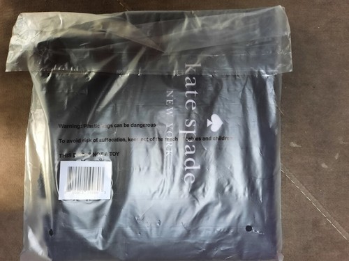 Kate Spade Black Mesh Stripe Tote Bag 15" x 22" New in Package - Picture 4 of 4